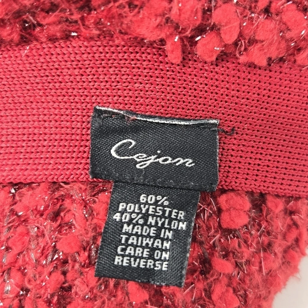 VINTAGE CEJON DARK RED BOUCLE METALLIC SPARKLE BUCKET HAT WOMEN OS COZY FESTIVE